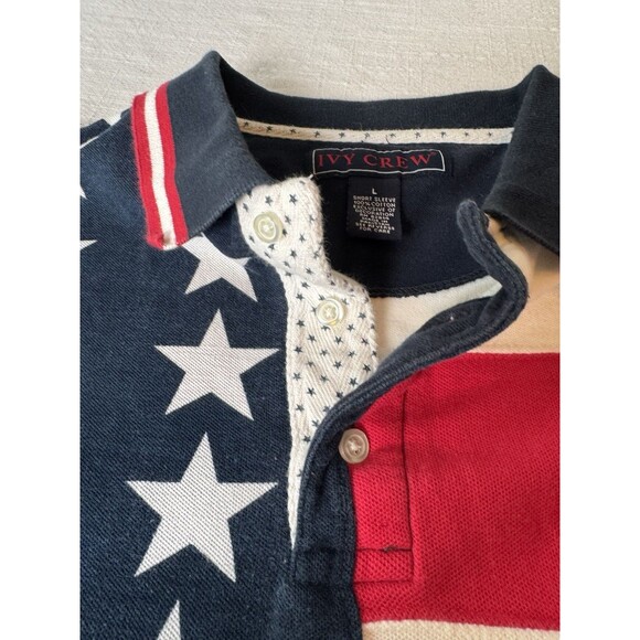Vtg 90s Ivy Crew American Flag USA Stars Stripes Patriotic 4th Of July Sz Large - Picture 3 of 8